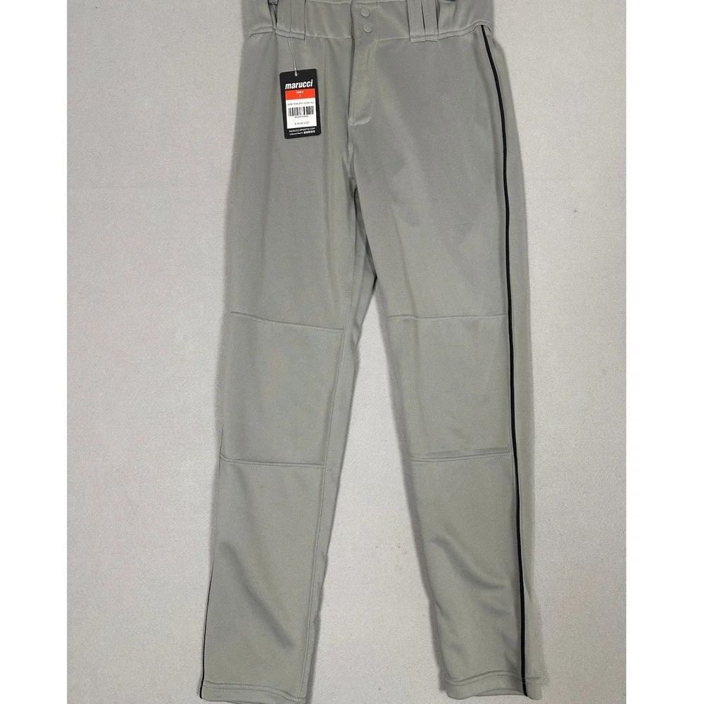 NEW Marucci Baseball Pants Mens Small Grey Black Piping Performance Tapered Fit
